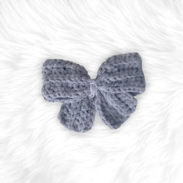 Handmade Grey Crochet Bow Hair Clip
