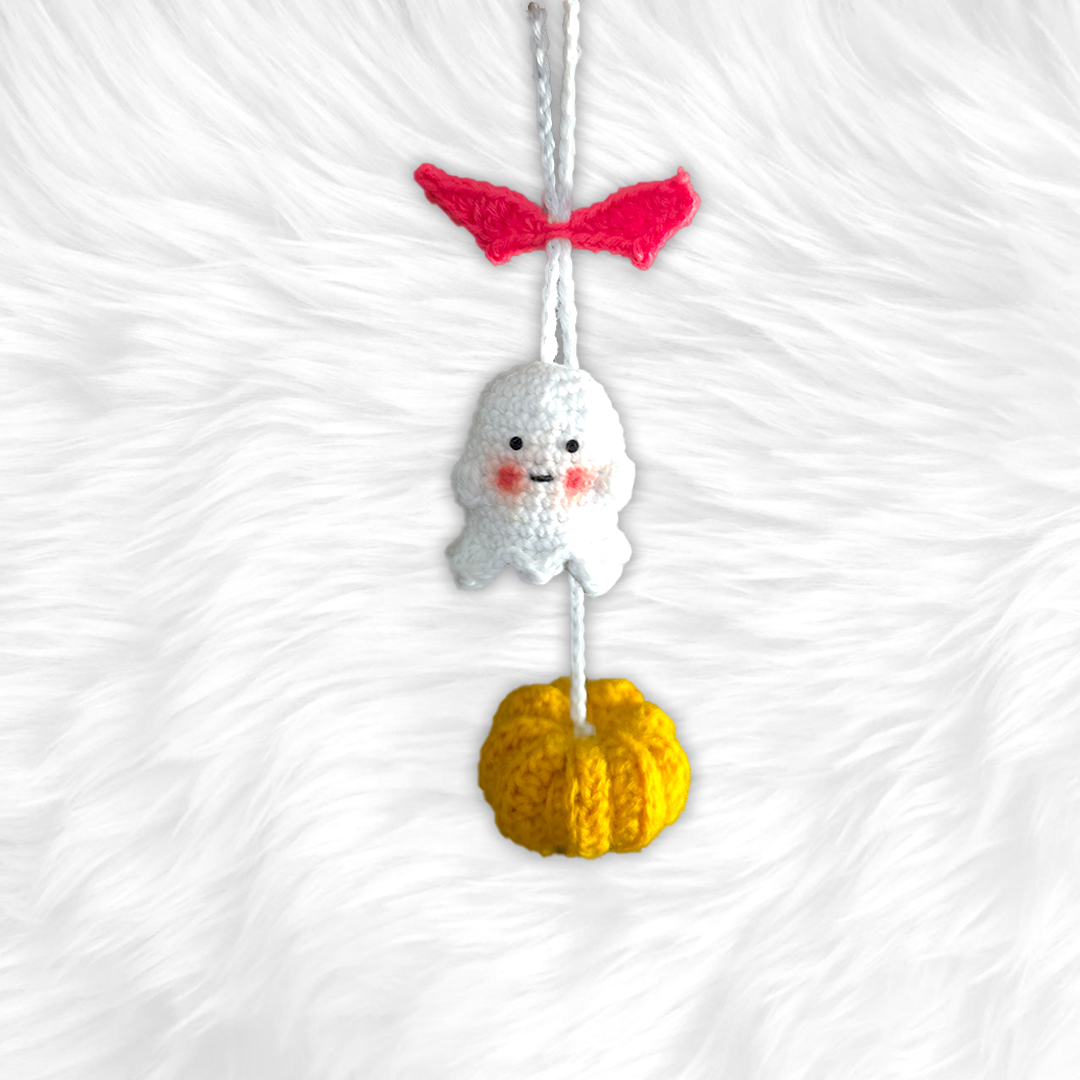 Ghost & Pumpkin Crochet Car hanger