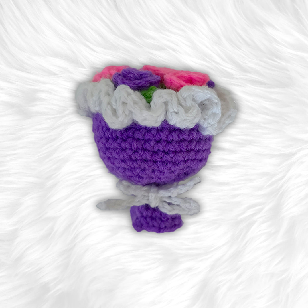 Crochet Mini Rose Bouquet Keychain