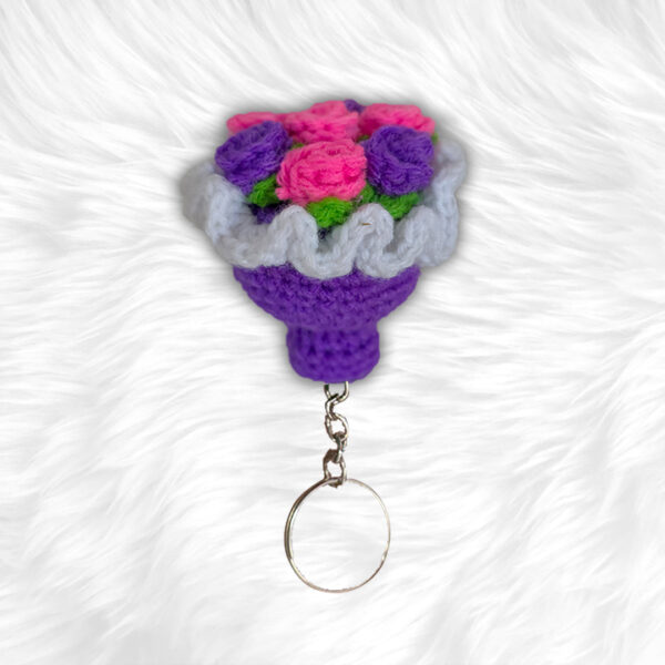 Crochet Mini Rose Bouquet Keychain
