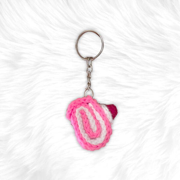 Crochet Swiss Roll Cake Keychain