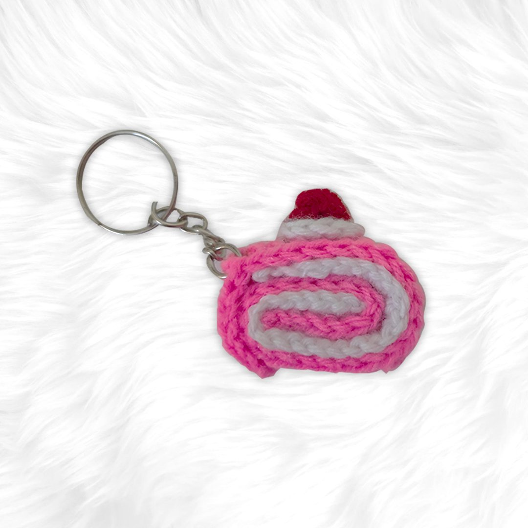 Crochet Swiss Roll Cake Keychain